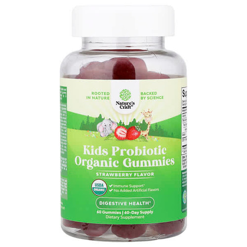 <img alt="Natures Craft, Kids Probiotic Organic Gummies, Strawberry, 60 Gummies" title="Natures Craft, Kids Probiotic Organic Gummies, Strawberry, 60 Gummies,850060932014"