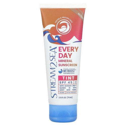 <img alt="Stream2Sea, Everyday Mineral Sunscreen Tint, SPF 45, Neutral , 2.5 fl oz (75 ml)" title="Stream2Sea, Everyday Mineral Sunscreen Tint, SPF 45, Neutral , 2.5 fl oz (75 ml),851061006223"