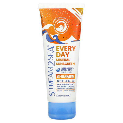 <img alt="Stream2Sea, Every Day Mineral Sunscreen, Shimmer, SPF 45, 2.5 fl oz (75 ml)" title="Stream2Sea, Every Day Mineral Sunscreen, Shimmer, SPF 45, 2.5 fl oz (75 ml),851061006247"
