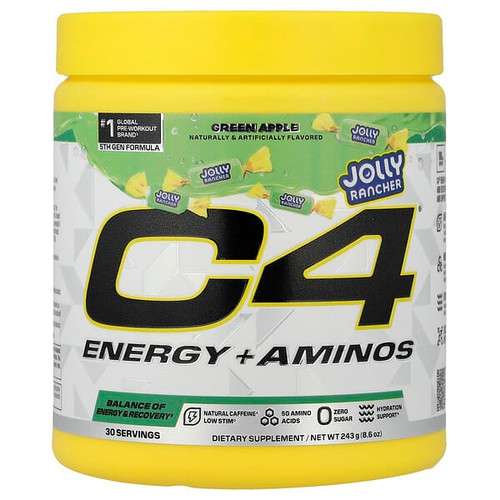 <img alt="C4 - Cellucor, C4 Energy + Aminos, Jolly Rancher Green Apple, 8.6 oz (243 g)" title="C4 - Cellucor, C4 Energy + Aminos, Jolly Rancher Green Apple, 8.6 oz (243 g),842595137392"