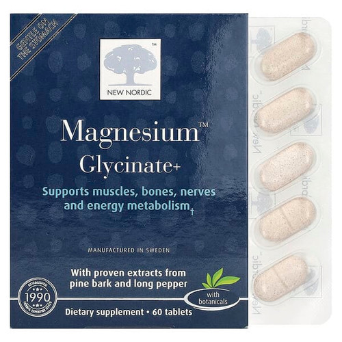 <img alt="New Nordic, Magnesium Glycinate+, 60 Tablets" title="New Nordic, Magnesium Glycinate+, 60 Tablets,741805749533"