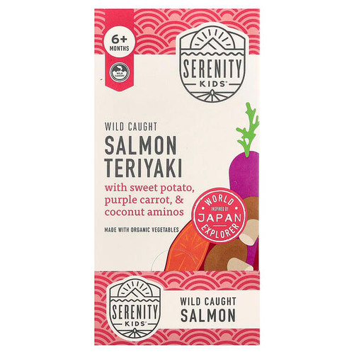 <img alt="Serenity Kids, Wild Caught Salmon Teriyaki with Sweet Potato, Purple Carrot, & Coconut Aminos, 6+ Months, 6 Pouches, 3.5 oz (99 g) Each" title="Serenity Kids, Wild Caught Salmon Teriyaki with Sweet Potato, Purple Carrot, & Coconut Aminos, 6+ Months, 6 Pouches, 3.5 oz (99 g) Each,850000411890"