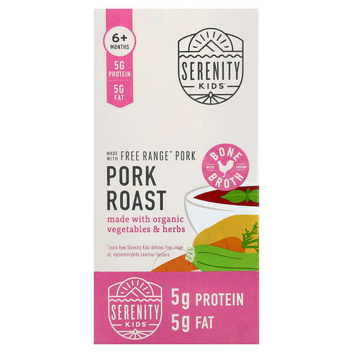 <img alt="Serenity Kids, Pork Roast, Made with Organic Vegetable & Herbs, 6+ Months, 6 Pouches, 3.5 oz (99 g) Each" title="Serenity Kids, Pork Roast, Made with Organic Vegetable & Herbs, 6+ Months, 6 Pouches, 3.5 oz (99 g) Each,850000411951"