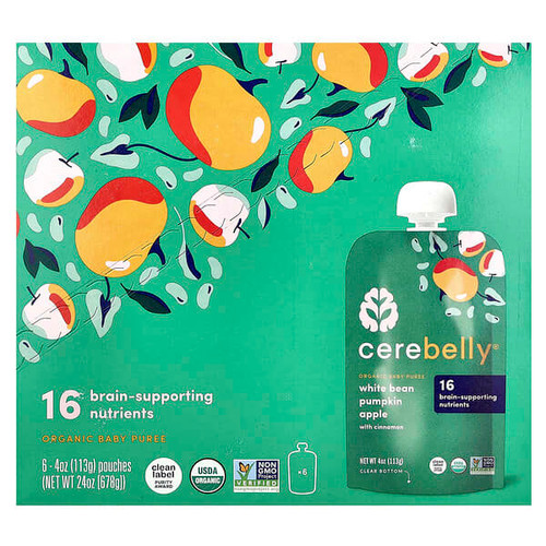 <img alt="Cerebelly, Organic Baby Puree, White Bean, Pumpkin, Apple with Cinnamon, 6 Pouches, 4 oz (113 g) Each" title="Cerebelly, Organic Baby Puree, White Bean, Pumpkin, Apple with Cinnamon, 6 Pouches, 4 oz (113 g) Each,850003898407"