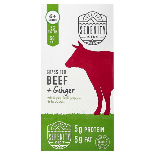 <img alt="Serenity Kids, Grass Fed Beef + Ginger with Pea, Bell Pepper & Broccoli, 6+ Months, 6 Pouches, 3.5 oz (99 g) Each" title="Serenity Kids, Grass Fed Beef + Ginger with Pea, Bell Pepper & Broccoli, 6+ Months, 6 Pouches, 3.5 oz (99 g) Each,850000411517"