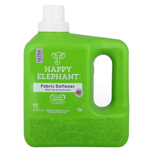 <img alt="Happy Elephant, Fabric Softener, White Tea & Fig, 64 fl oz (1.89 l)" title="Happy Elephant, Fabric Softener, White Tea & Fig, 64 fl oz (1.89 l),843076030027"