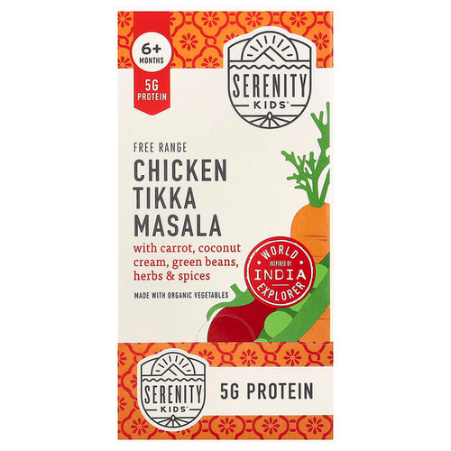 <img alt="Serenity Kids, Free Range Chicken Tikka Masala with Carrot, Coconut Cream, Green Beans, Herbs & Spices, 6+ Months, 6 Pouches, 3.5 oz (99 g) Each" title="Serenity Kids, Free Range Chicken Tikka Masala with Carrot, Coconut Cream, Green Beans, Herbs & Spices, 6+ Months, 6 Pouches, 3.5 oz (99 g) Each,850000411869"