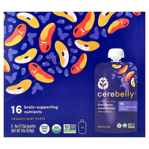 <img alt="Cerebelly, Organic Baby Puree, Black Bean Sweet Potato with Avocado Oil, 6 Pouches, 4 oz (113 g Each)" title="Cerebelly, Organic Baby Puree, Black Bean Sweet Potato with Avocado Oil, 6 Pouches, 4 oz (113 g Each),850039383038"