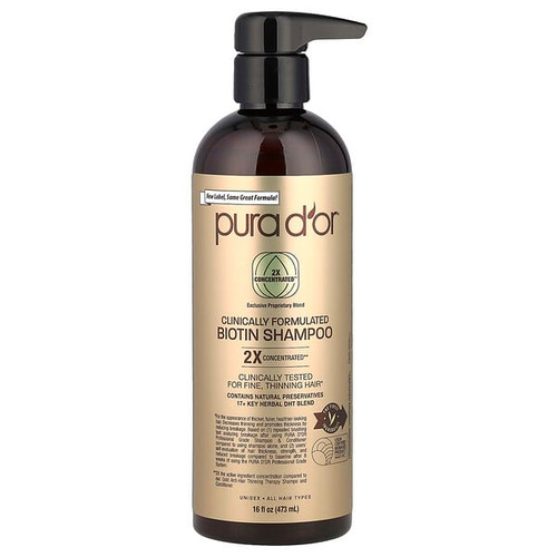<img alt="Pura Dor, Clinically Formulated Biotin Shampoo, All Hair Types, 16 fl oz (473 ml)" title="Pura Dor, Clinically Formulated Biotin Shampoo, All Hair Types, 16 fl oz (473 ml),851615006044"