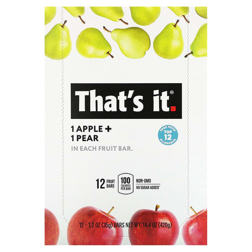<img alt="Thats It, Fruit Bar, Apple + Pear, 12 Bars, 1.2 oz (35 g) Each" title="Thats It, Fruit Bar, Apple + Pear, 12 Bars, 1.2 oz (35 g) Each,850397004040"