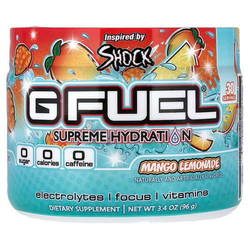 <img alt="G FUEL, Supreme Hydration, Mango Lemonade, 3.4 oz (96 g)" title="G FUEL, Supreme Hydration, Mango Lemonade, 3.4 oz (96 g),810124602918"
