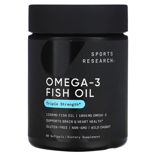 <img alt="Sports Research, Omega-3 Fish Oil, Triple Strength, 60 Softgels" title="Sports Research, Omega-3 Fish Oil, Triple Strength, 60 Softgels,023249091134"