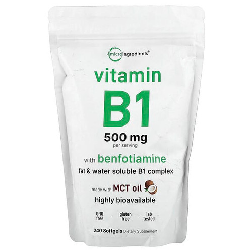 <img alt="Micro Ingredients, Vitamin B1 With Benfotiamine, 240 Softgels" title="Micro Ingredients, Vitamin B1 With Benfotiamine, 240 Softgels,850074438229"
