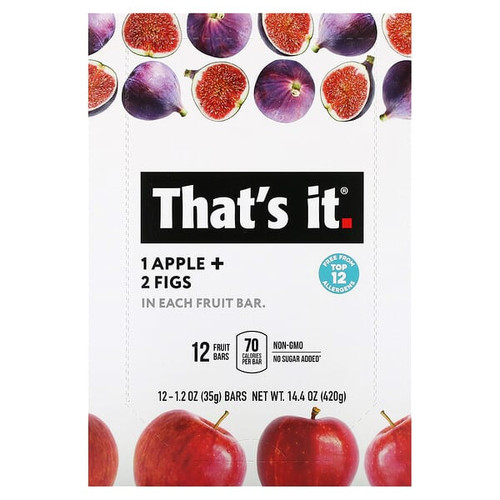 <img alt="Thats It, Fruit Bar, Apple + Figs, 12  Bars, 1.2 oz (35 g) Each" title="Thats It, Fruit Bar, Apple + Figs, 12  Bars, 1.2 oz (35 g) Each,853132007986"