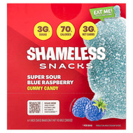 <img alt="Shameless Snacks, Gummy Candy, Super Sour Blue Raspberry, 6 Bags, 1.8 oz (50 g) Each" title="Shameless Snacks, Gummy Candy, Super Sour Blue Raspberry, 6 Bags, 1.8 oz (50 g) Each,10810098572467"
