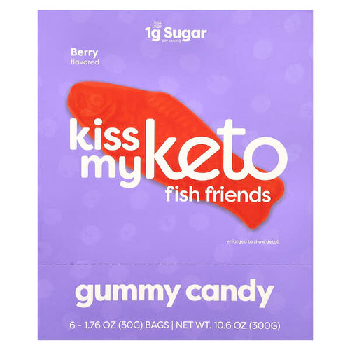 <img alt="Kiss My Keto, Fish Friends Gummy Candy, Berry, 6 Bags, 1.76 oz ( 50 g) Each" title="Kiss My Keto, Fish Friends Gummy Candy, Berry, 6 Bags, 1.76 oz ( 50 g) Each,850011143803"
