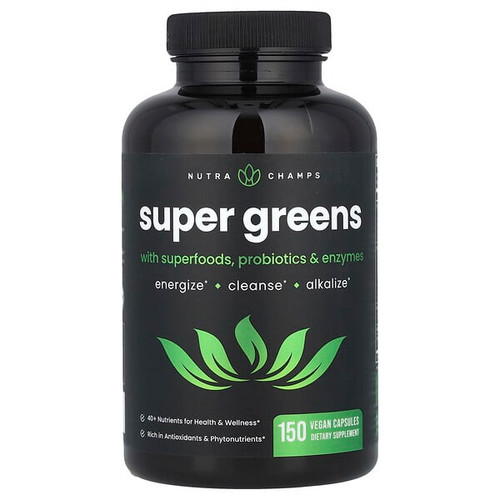 <img alt="NutraChamps, Super Greens With Superfoods, Probiotics & Enzymes, 150 Vegan Capsules" title="NutraChamps, Super Greens With Superfoods, Probiotics & Enzymes, 150 Vegan Capsules,621983500839"