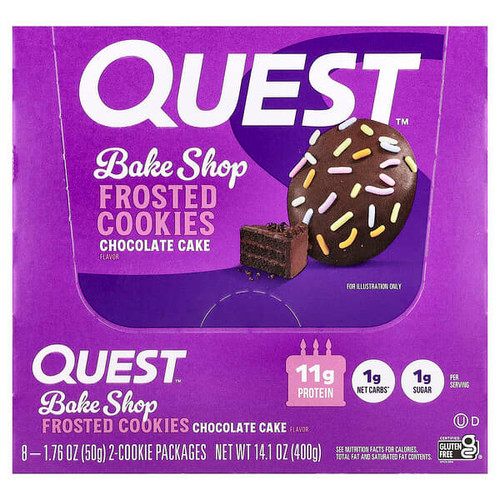 <img alt="Quest Nutrition, Bake Shop Frosted Cookies, Chocolate Cake, 8 Packages, 1.76 oz (50 g) Each" title="Quest Nutrition, Bake Shop Frosted Cookies, Chocolate Cake, 8 Packages, 1.76 oz (50 g) Each,888849012237"