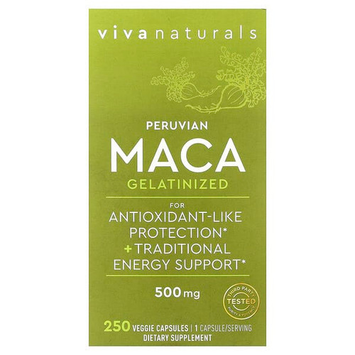 <img alt="Viva Naturals, Peruvian Maca, Gelatinized, 500 mg, 250 Veggie Capsules" title="Viva Naturals, Peruvian Maca, Gelatinized, 500 mg, 250 Veggie Capsules,753940520472"