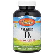 <img alt="Carlson, Vitamin D3, 100 mcg (4,000 IU), 360 Soft Gels" title="Carlson, Vitamin D3, 100 mcg (4,000 IU), 360 Soft Gels,088395014338"