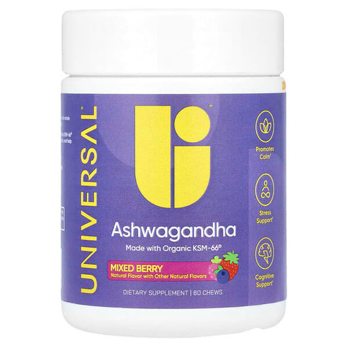<img alt="Universal U, Ashwagandha, Mixed Berry, 60 Chews" title="Universal U, Ashwagandha, Mixed Berry, 60 Chews,039442007193"