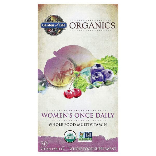 <img alt="Garden of Life, Organics, Womens Once Daily, Whole Food Multivitamin, 30 Vegan Tablets" title="Garden of Life, Organics, Womens Once Daily, Whole Food Multivitamin, 30 Vegan Tablets,658010117753"