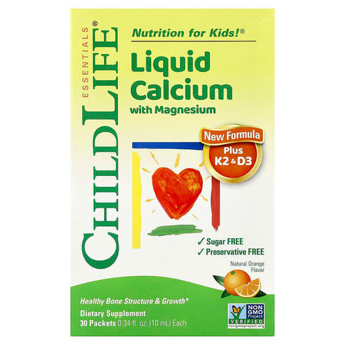 <img alt="ChildLife Essentials, Liquid Calcium with Magnesium Plus K2 & D3, Natural Orange, 30 Packet, 0.34 fl oz (10 ml)" title="ChildLife Essentials, Liquid Calcium with Magnesium Plus K2 & D3, Natural Orange, 30 Packet, 0.34 fl oz (10 ml),608274145603"