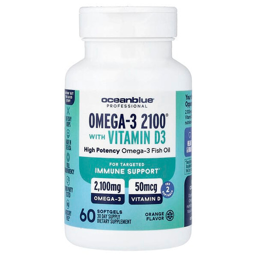 <img alt="OceanBlue, Professional, Omega-3 2100 With Vitamin D, High Potency, Orange, 60 Softgels" title="OceanBlue, Professional, Omega-3 2100 With Vitamin D, High Potency, Orange, 60 Softgels,850001449052"