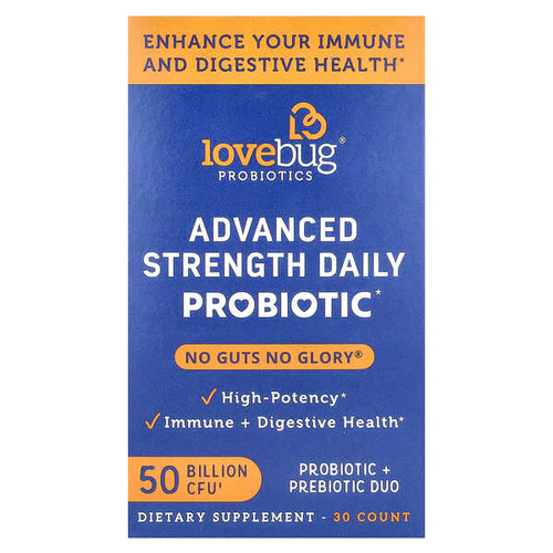 <img alt="LoveBug Probiotics, Advanced Strength Daily Probiotic, 50 Billion CFU, 30 Capsules" title="LoveBug Probiotics, Advanced Strength Daily Probiotic, 50 Billion CFU, 30 Capsules,850002716320"