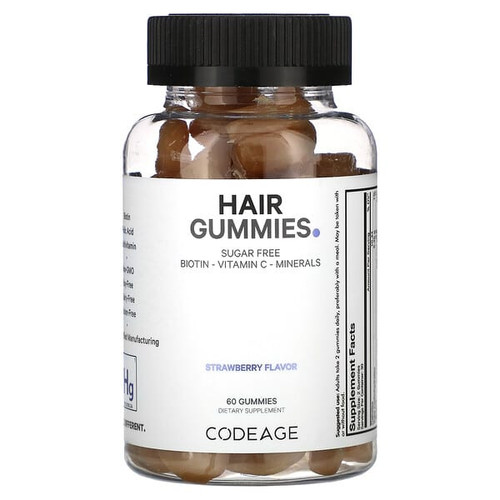 <img alt="Codeage, Hair Gummies, Sugar Free, Strawberry, 60 Gummies" title="Codeage, Hair Gummies, Sugar Free, Strawberry, 60 Gummies,850026121117"
