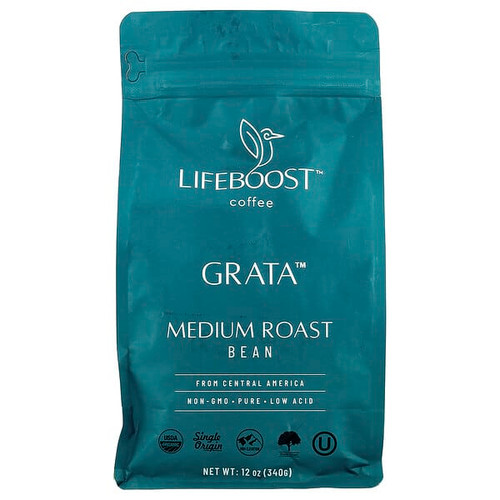<img alt="Lifeboost, Coffee, Grata, Bean, Medium Roast, 12 oz (340 g)" title="Lifeboost, Coffee, Grata, Bean, Medium Roast, 12 oz (340 g),850072547053"