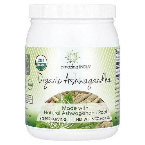<img alt="Amazing India, Organic Ashwagandha, 16 oz (454 g)" title="Amazing India, Organic Ashwagandha, 16 oz (454 g),810180029117"