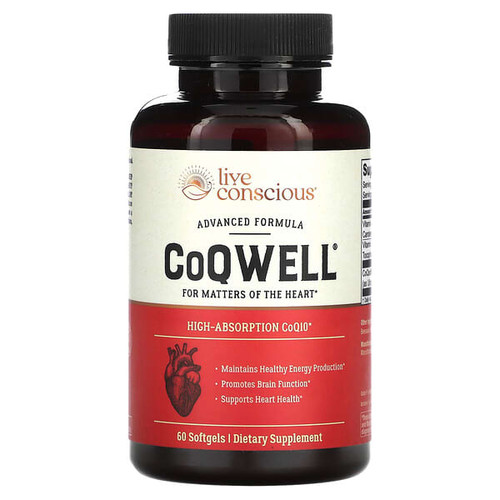 <img alt="Live Conscious, CoQWell, 60 Softgels" title="Live Conscious, CoQWell, 60 Softgels,850008273513"