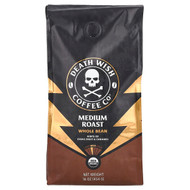 <img alt="Death Wish Coffee, Whole Bean, Medium Roast, 16 oz  (454 g)" title="Death Wish Coffee, Whole Bean, Medium Roast, 16 oz  (454 g),856413007590"