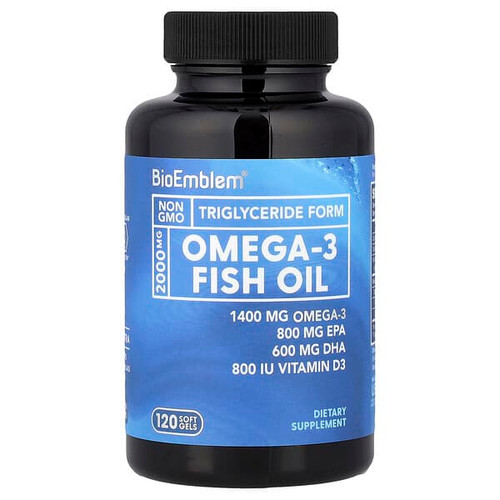 <img alt="BioEmblem, Omega-3 Fish Oil, 120 Soft Gels" title="BioEmblem, Omega-3 Fish Oil, 120 Soft Gels,810163820175"