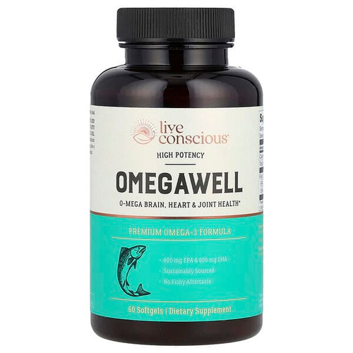 <img alt="Live Conscious, OmegaWell, Premium Omega-3 Formula, High Potency, 60 Softgels (1,000 mg per Softgel)" title="Live Conscious, OmegaWell, Premium Omega-3 Formula, High Potency, 60 Softgels (1,000 mg per Softgel),850008273100"