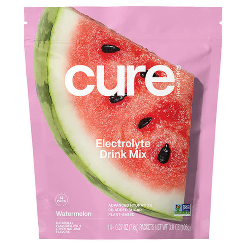 <img alt="Cure Hydration, Hydrating Electrolyte Mix, Watermelon, 14 Packets, 0.27 oz (7.6 g) Each" title="Cure Hydration, Hydrating Electrolyte Mix, Watermelon, 14 Packets, 0.27 oz (7.6 g) Each,860003796368"