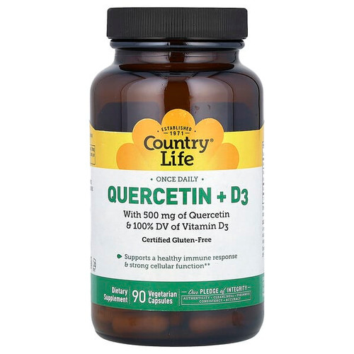 <img alt="Country Life, Quercetin + D3, 90 Vegetarian Capsules" title="Country Life, Quercetin + D3, 90 Vegetarian Capsules,015794016243"