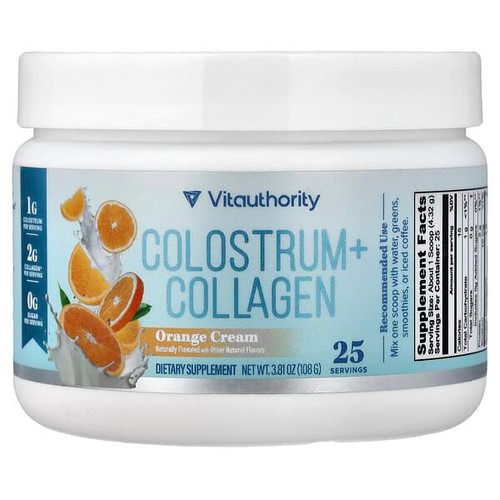 <img alt="Vitauthority, Colostrum + Collagen, Orange Cream, 3.81 oz (108 g)" title="Vitauthority, Colostrum + Collagen, Orange Cream, 3.81 oz (108 g),850069641153"