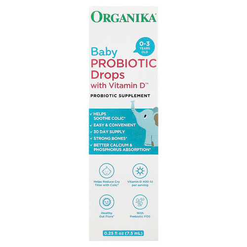 <img alt="Organika, Baby Probiotic Drops with Vitamin D, 0-3 Years, 0.25 fl oz (7.5 ml)" title="Organika, Baby Probiotic Drops with Vitamin D, 0-3 Years, 0.25 fl oz (7.5 ml),620365250522"