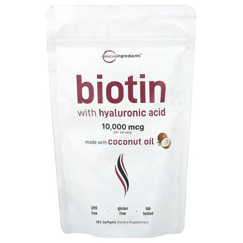 <img alt="Micro Ingredients, Biotin with Hyaluronic Acid, 365 Softgels" title="Micro Ingredients, Biotin with Hyaluronic Acid, 365 Softgels,850056167888"