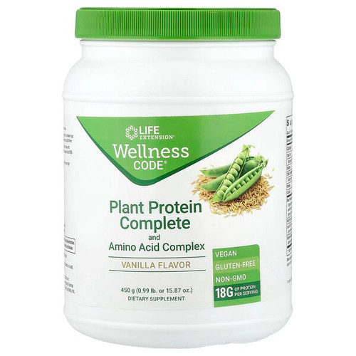 <img alt="Life Extension, Wellness Code, Plant Protein Complete and Amino Acid Complex, Vanilla, 0.99 lb (450 g)" title="Life Extension, Wellness Code, Plant Protein Complete and Amino Acid Complex, Vanilla, 0.99 lb (450 g),737870212706"