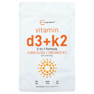 <img alt="Micro Ingredients, Vitamin D3 + K2, 300 Softgels" title="Micro Ingredients, Vitamin D3 + K2, 300 Softgels,850015616020"