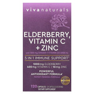 <img alt="Viva Naturals, Elderberry, Vitamin C + Zinc, 120 Capsules" title="Viva Naturals, Elderberry, Vitamin C + Zinc, 120 Capsules,811067031780"