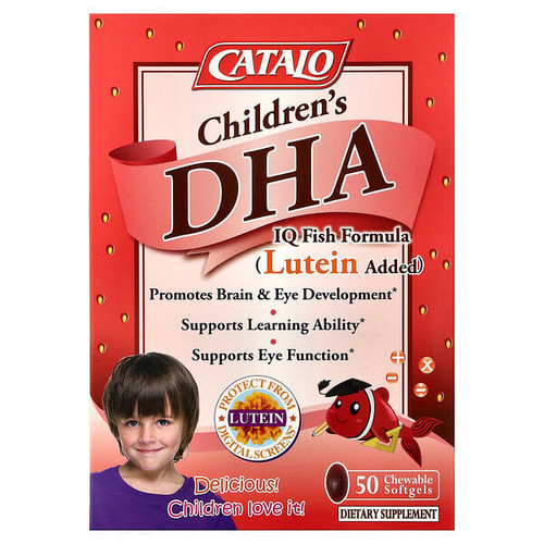 <img alt="CATALO, Childrens DHA IQ Fish Formula, Lutein Added, Strawberry, 50 Chewable Softgels" title="CATALO, Childrens DHA IQ Fish Formula, Lutein Added, Strawberry, 50 Chewable Softgels,810399025764"