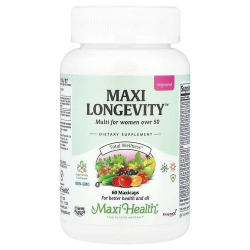 <img alt="Maxi Health, Maxi Longevity, Multi For Women Over 50, 60 Maxicaps" title="Maxi Health, Maxi Longevity, Multi For Women Over 50, 60 Maxicaps,753406249060"