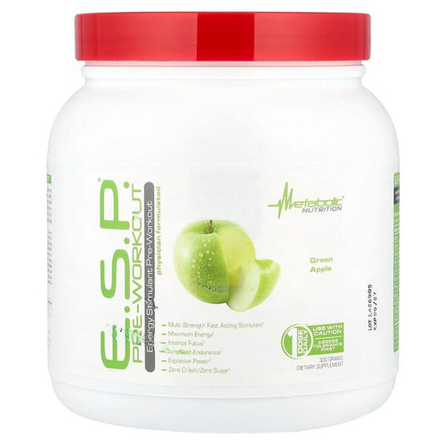 <img alt="Metabolic Nutrition, E.S.P. Pre-Workout, Green Apple, 300 g" title="Metabolic Nutrition, E.S.P. Pre-Workout, Green Apple, 300 g,764779230036"