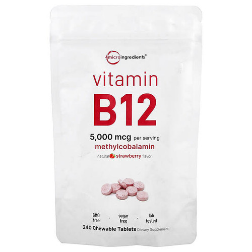 <img alt="Micro Ingredients, Vitamin B12, Strawberry, 240 Chewable Tablets (2,500 mcg per Tablet)" title="Micro Ingredients, Vitamin B12, Strawberry, 240 Chewable Tablets (2,500 mcg per Tablet),850069023034"