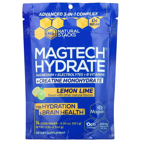<img alt="Natural Stacks, Magtech Hydrate, Lemon Lime, 14 Stick Packs, 0.36 oz (10.1 g) Each" title="Natural Stacks, Magtech Hydrate, Lemon Lime, 14 Stick Packs, 0.36 oz (10.1 g) Each,850078241078"