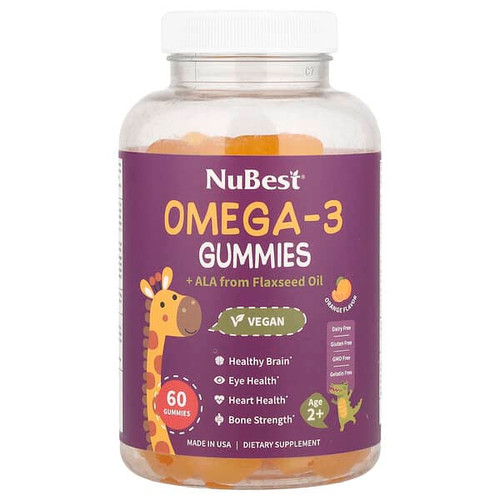 <img alt="NuBest, Omega-3 Gummies + ALA from Flaxseed Oil, Age 2+, Orange, 60 Gummies" title="NuBest, Omega-3 Gummies + ALA from Flaxseed Oil, Age 2+, Orange, 60 Gummies,850011016817"
